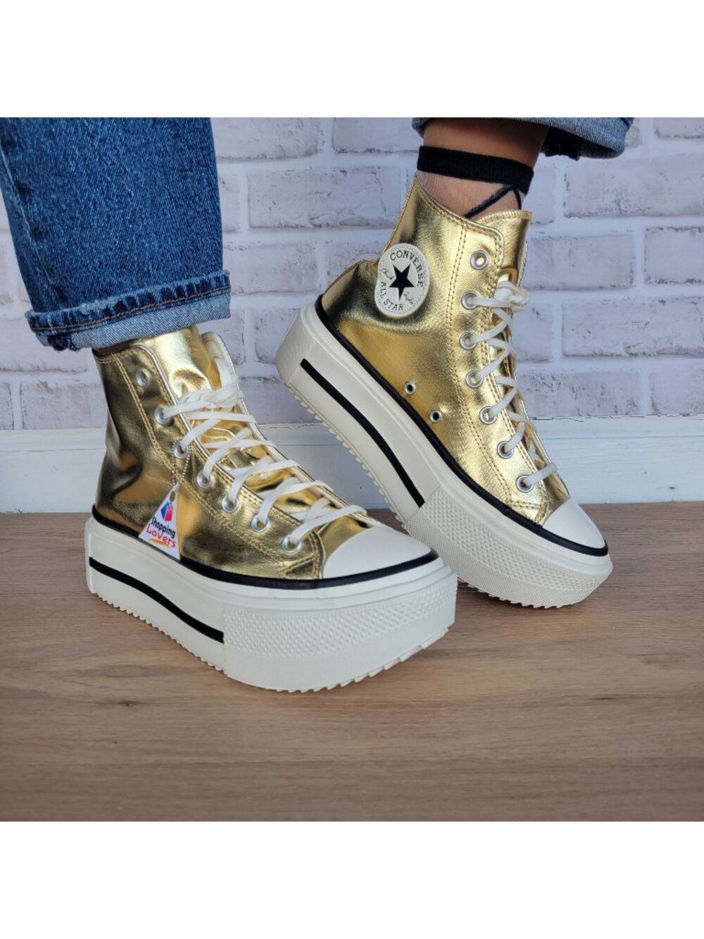 ⭐Converse Chuck Taylor Lift Double Stack Gold Sz 9 Womens Shoes Sneakers A15164C